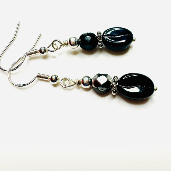 Handcrafted Czech Glass Coffee Bean Earrings - Picture 4 of 4
